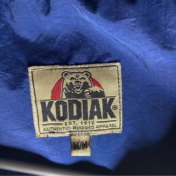 Kodiak Nylon Jacket Vintage Blue & Beige Mens M Classic Raincoat Hiking Camping - Picture 3 of 13